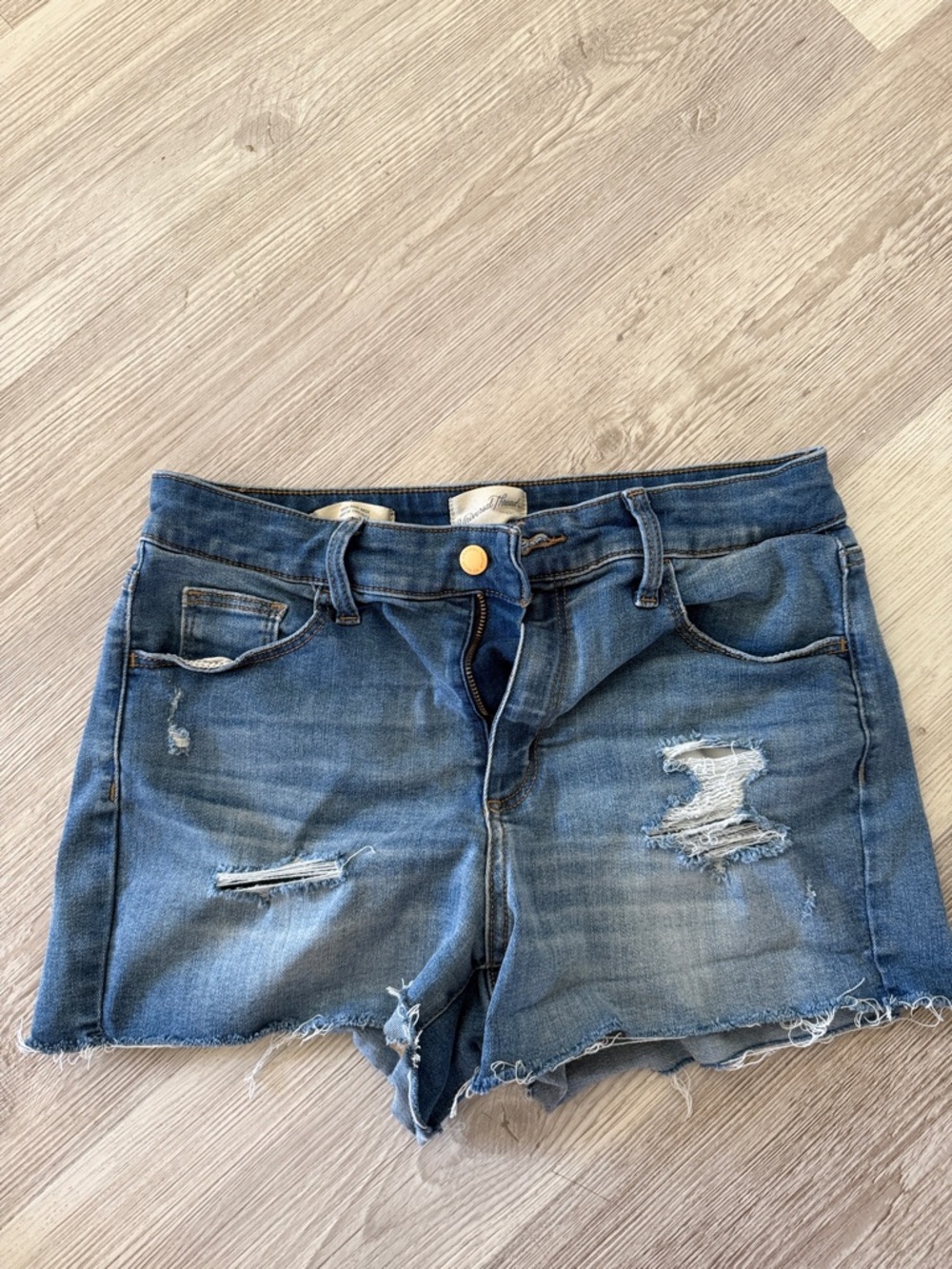 Classic Blue Distressed Denim Shorts - Women